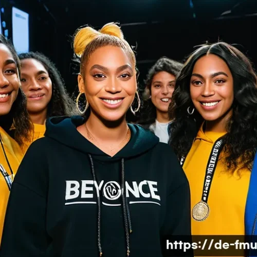 비욘세 Renaissance 앨범 수익과 판매량 - A vibrant pop-up event scene in Berlin celebrating Beyoncé’s “Renaissance” album launch, featuring e...